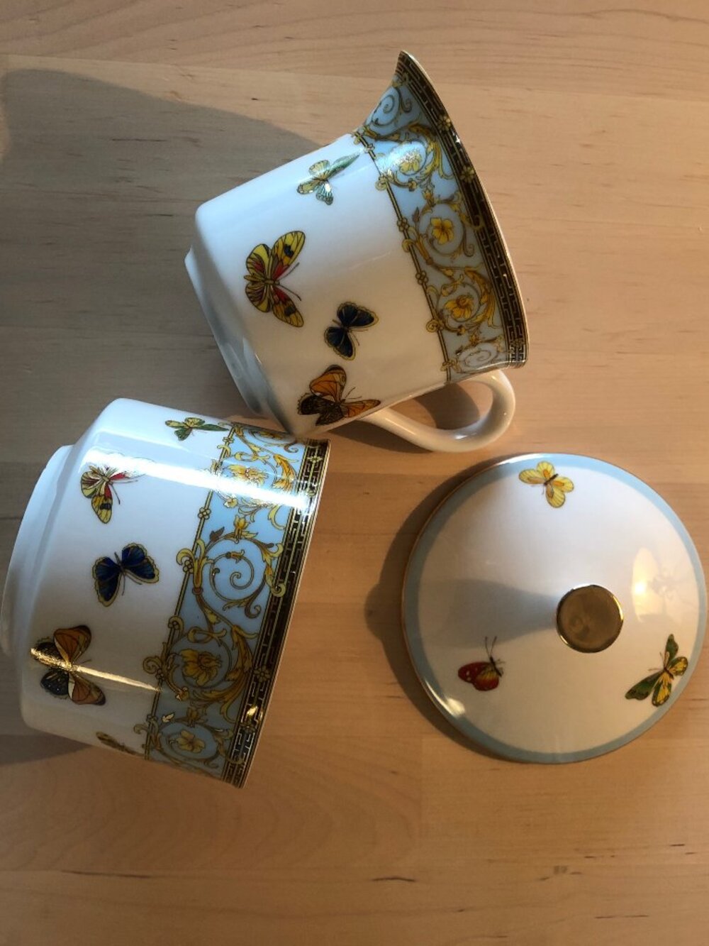 Grace's Teaware Butterfly Sugar and Creamer Set - White and Golden